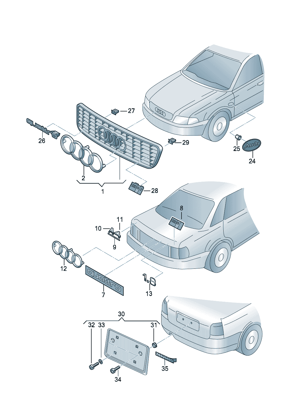 Панель для номерного знака  - Audi A4/S4/Avant/quattro - a4q