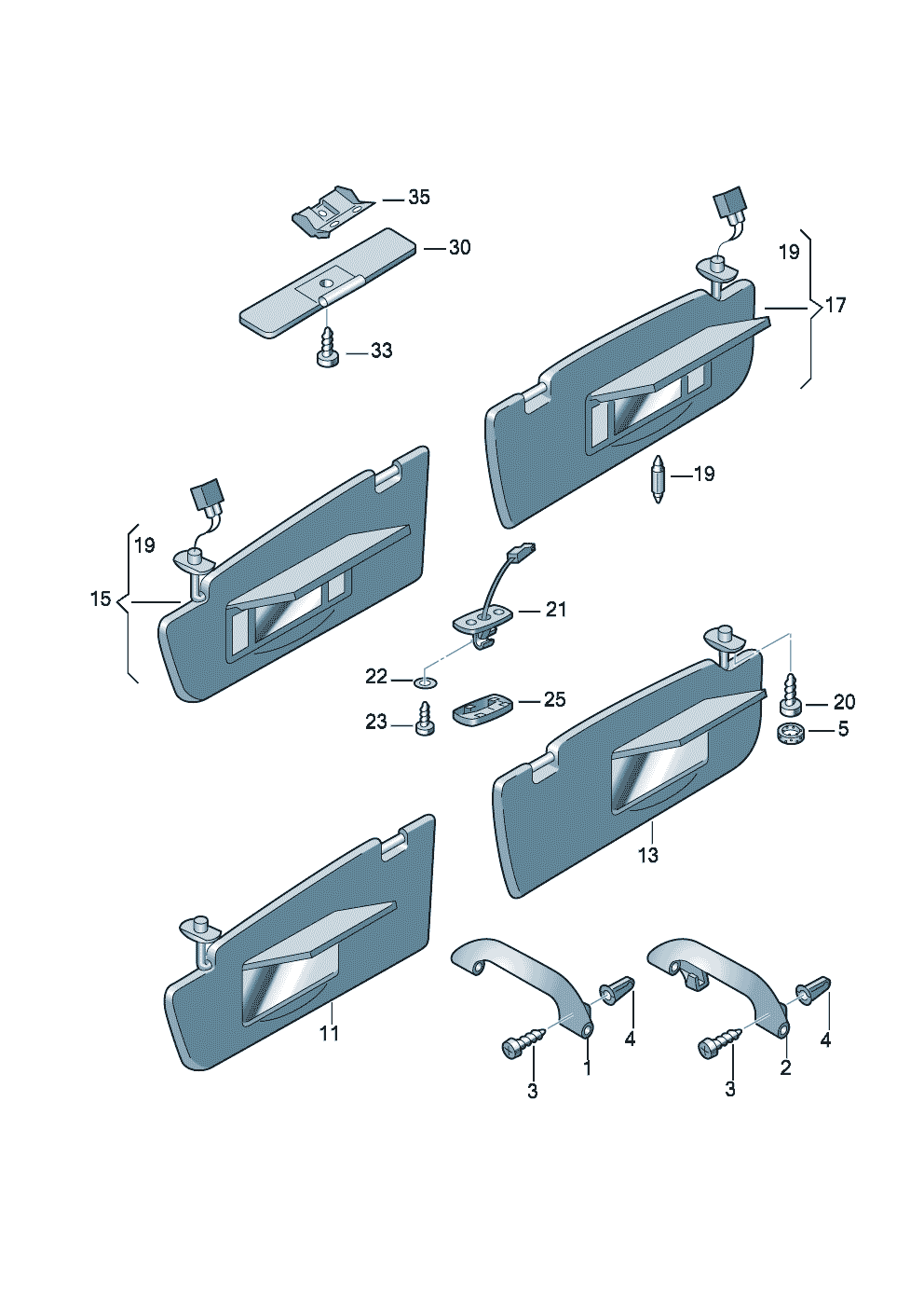 sun vizorsgrab handle, folding  - Audi A3/S3/Sportb./Lim./qu. - a3