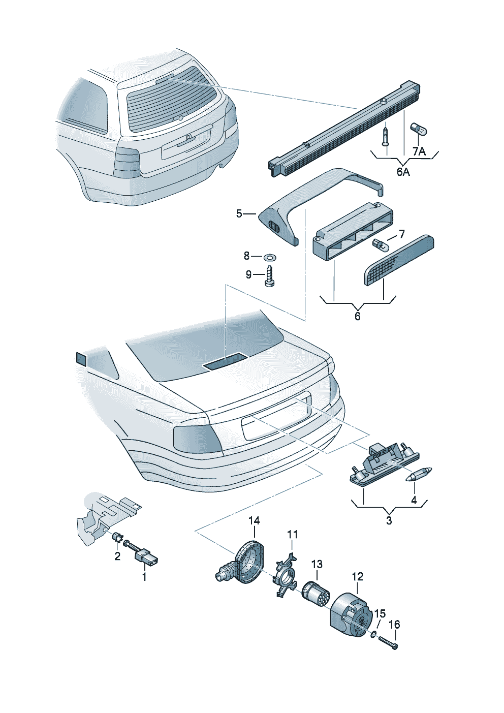 prise de courantp. vehicules avec<br>traction dune remorque  - Audi A8/S8 quattro - a8q