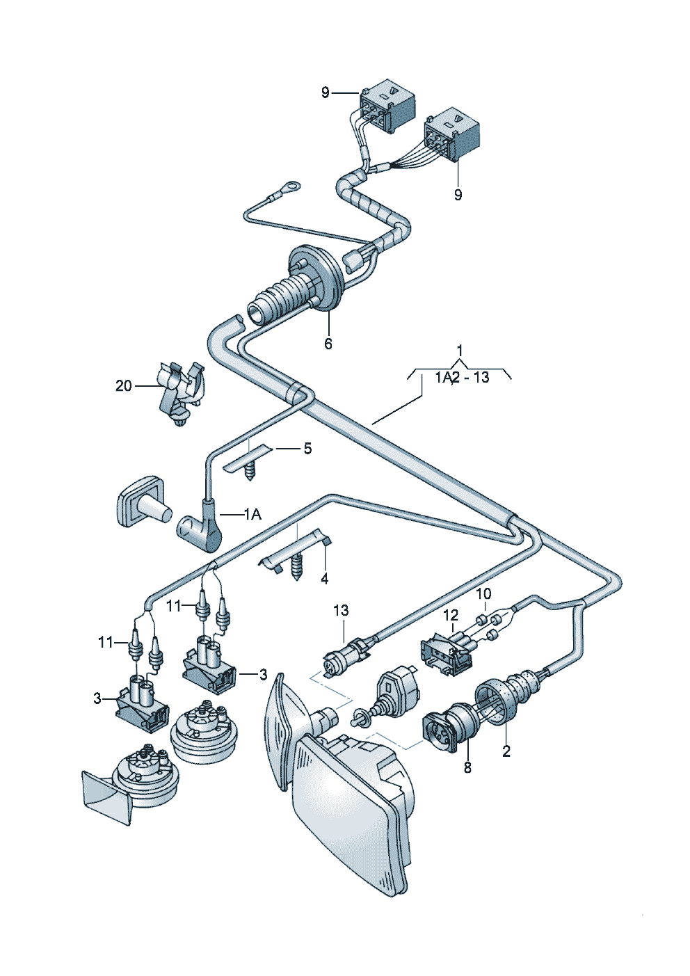 poszczególne części, które nie<br>należą do zakresu dostawy<br>wiązek przewodów  - Audi A4/Avant - a4