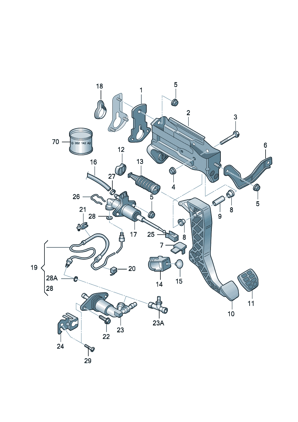 clutch pedal mechanism  - Audi A3/S3/Sportb./Lim./qu. - a3