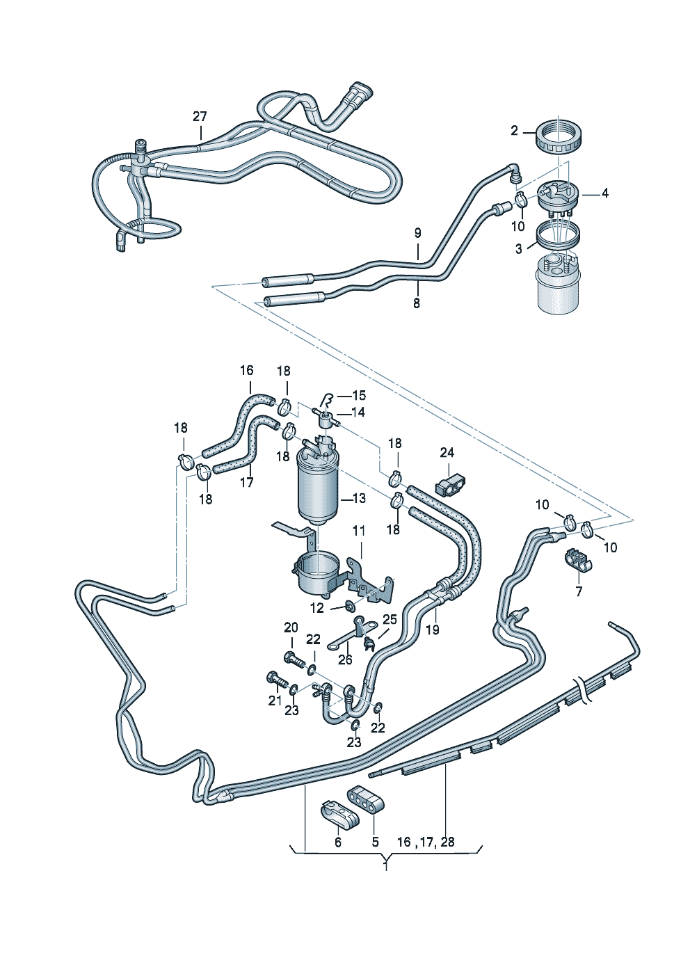 KraftstoffleitungKraftstofffilter 6-Zylinder - Audi A4/S4/Avant/quattro - a4q