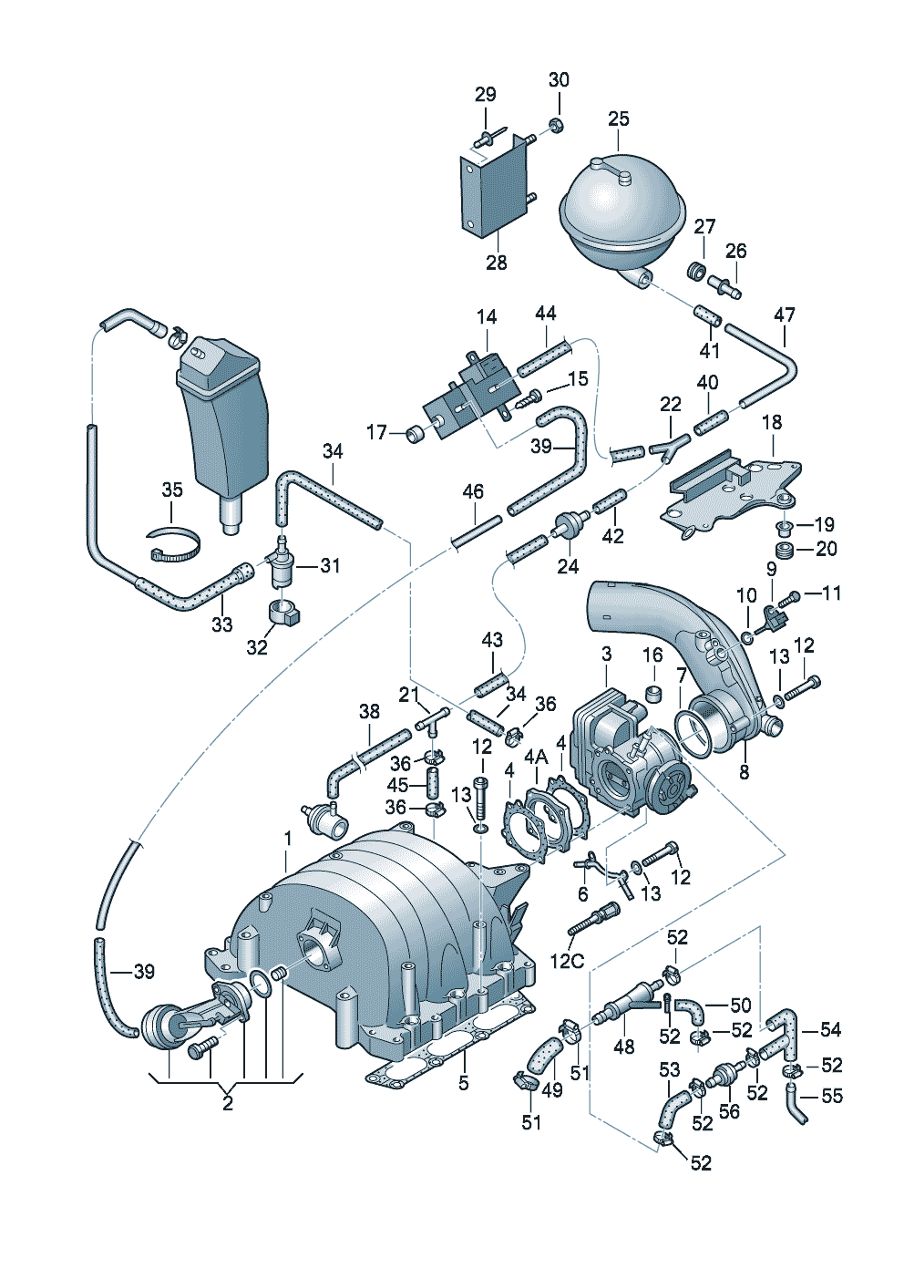 vacuum systemIntake manifoldThrottle valve control elementsuction jet pump 2.8 Ltr. - Audi A8/S8 quattro - a8q