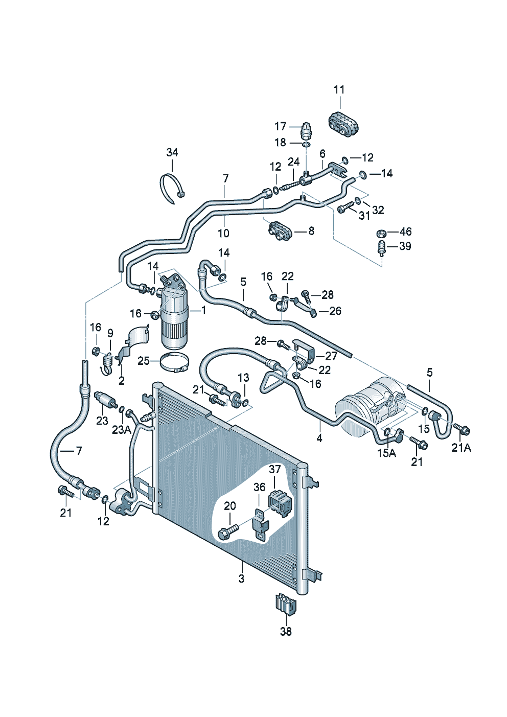 A/C condenserfluid container with<br>connecting parts  - Audi A6/Avant - a6