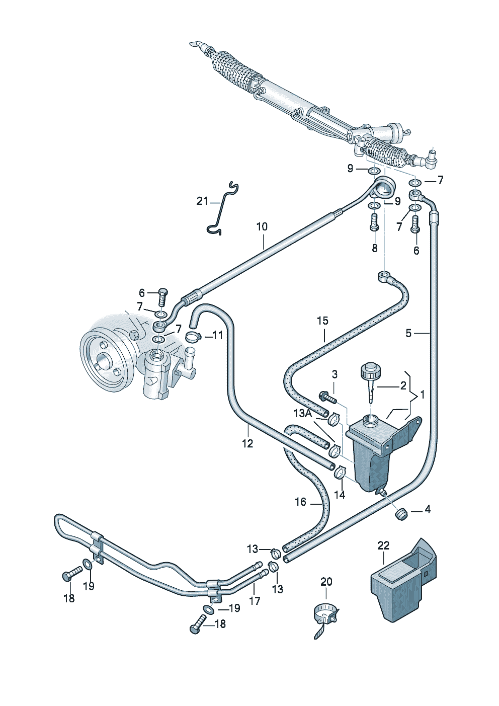 oil container and connection<br>parts, hoses  - Audi A4/S4/Avant - a4q