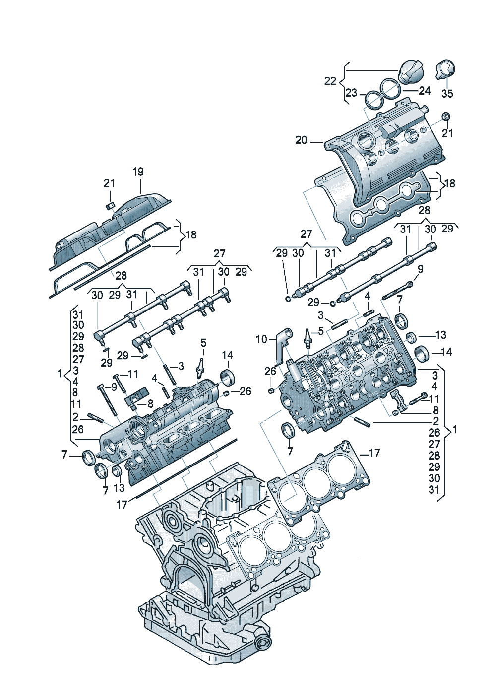Głowica cylindrówpokrywa rozrzadu 2.4/2.7/2.8ltr - Audi A6/S6/Avant quattro - a6q