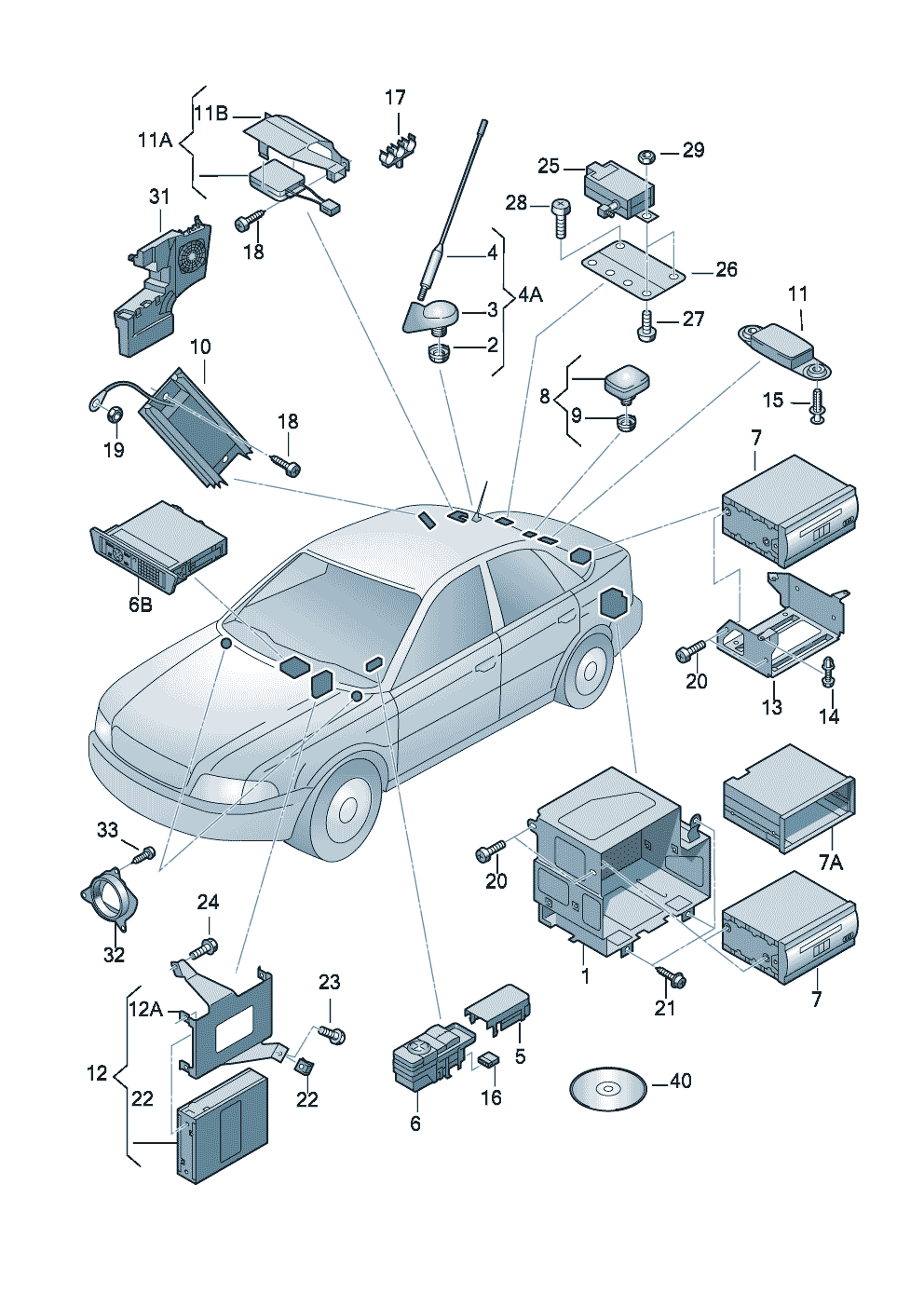 Электрические детали для<br>системы навигацииCD для навигационной<br>системы  - Audi A4/Avant - a4
