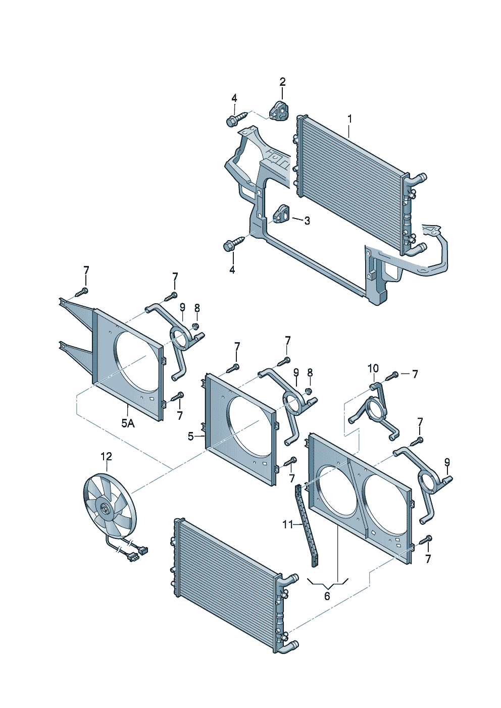 Радиатор охлаждающей жидкостиКорпус крыльчатки вентилятораКронштейн вентилятора радиат.  - Audi A2 - a2