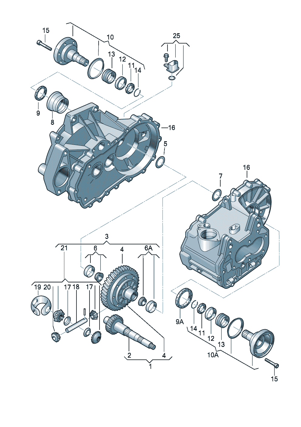 Differentieelkroonwiel en pignonvoor 5-versnellings schakelbak  - Audi A2 - a2