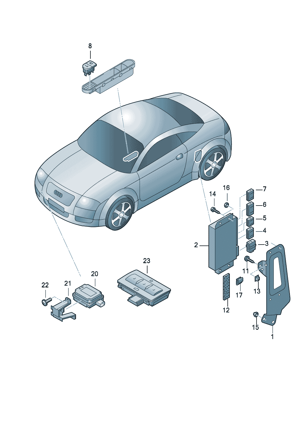 Control unit for<br>opening garage door  - Audi TT/TTS Coupe/Roadster - att