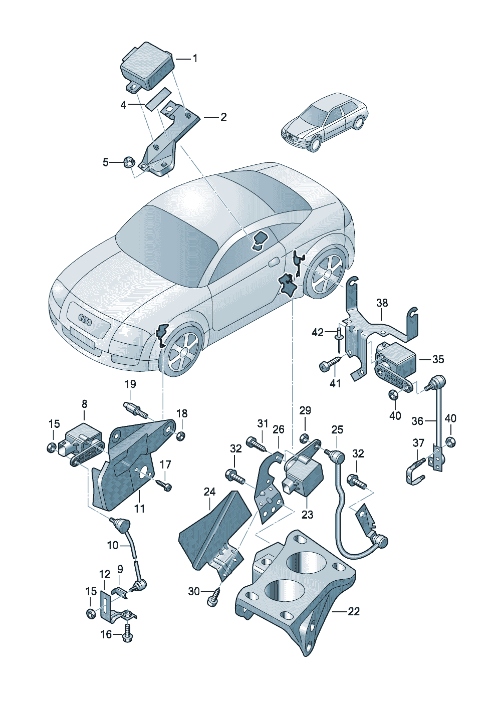Headlight range control rear - Audi TT/TTS Coupe/Roadster - att