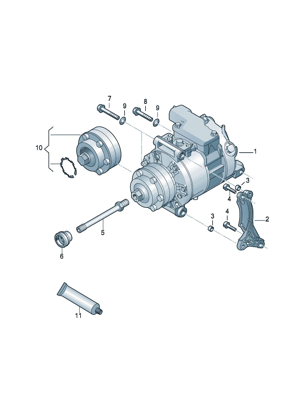 A/C compressorconnecting and mounting parts<br>for compressor  - Audi R8/Spyder - r8