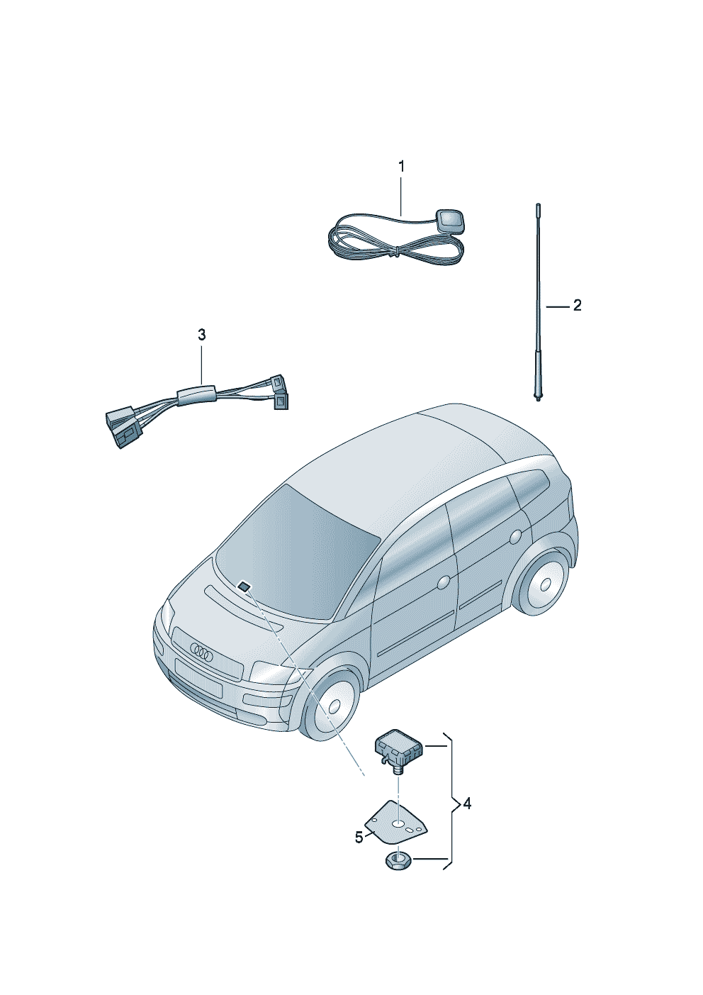 Originele accessoiresantenne<br/>geen FI-functie mogelijk  - Audi A2 - a2