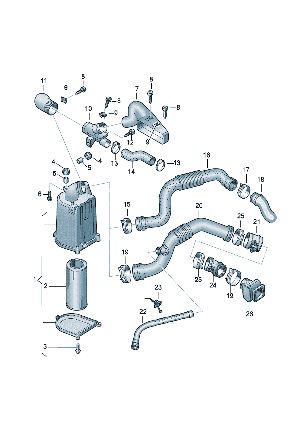 Luftfilter mit Anschluss-<br>teilenSaugstutzenLuftmassenmesser 1,6Ltr. - Audi A2 - a2