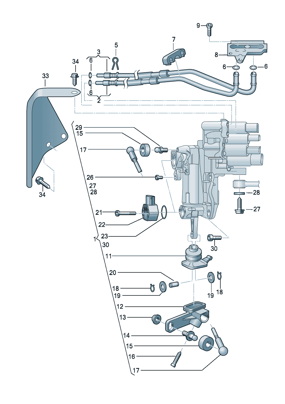 Hydrauliczny układ<br>uruchamiania sprzęgła 1.2 ltr. - Audi A2 - a2