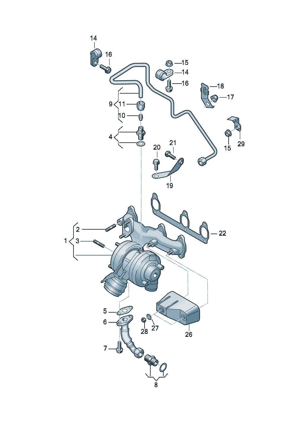 Turbocompresseur a gaz dech.Collecteur dechappement 1,4l - Audi A2 - a2