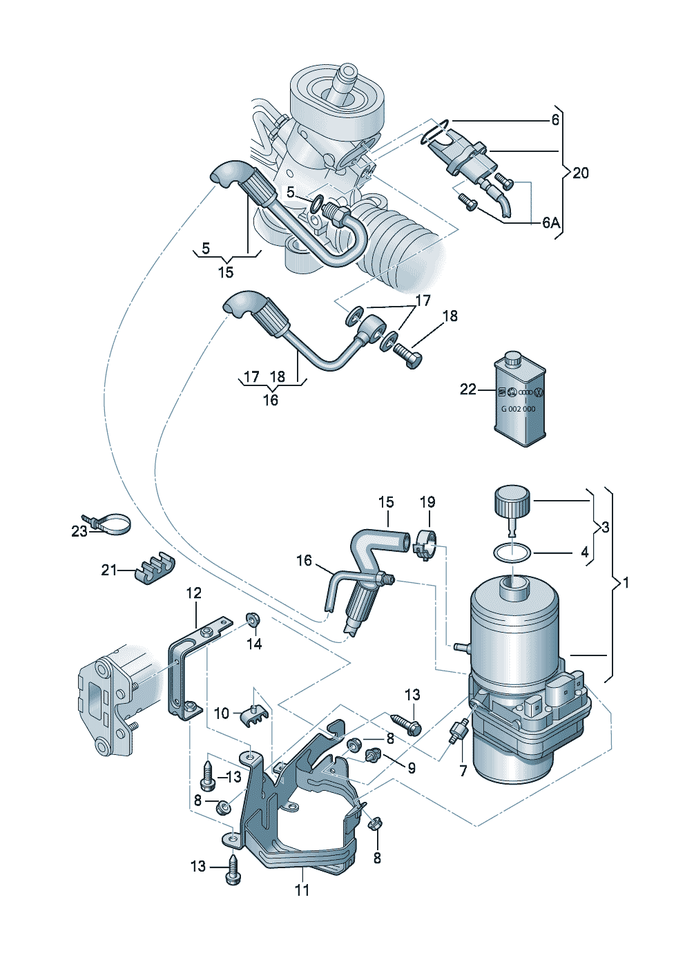 oil container and connection<br>parts, hoses  - Audi A2 - a2