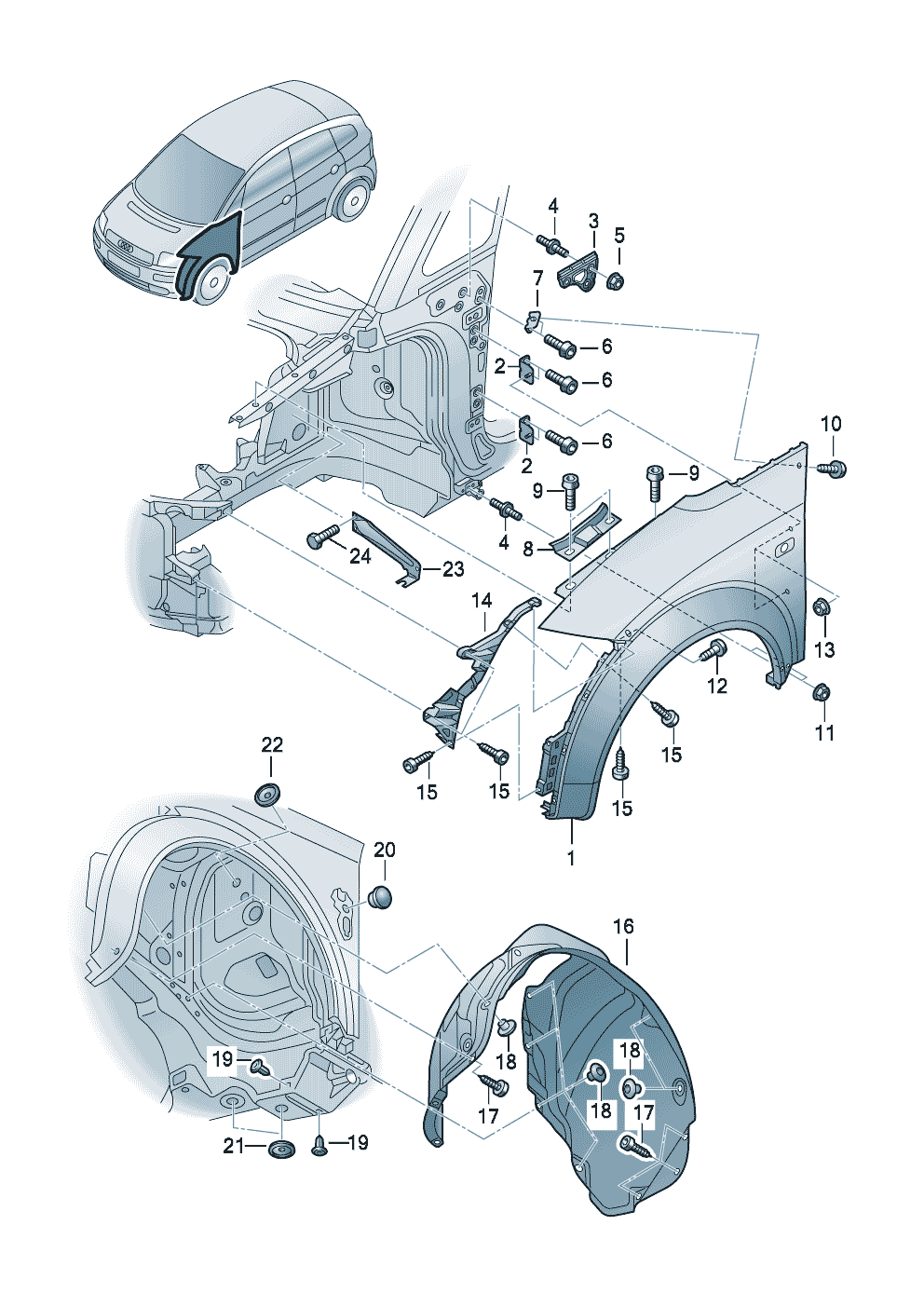 ailecoquille passage roue-plastiqu av - Audi A2 - a2