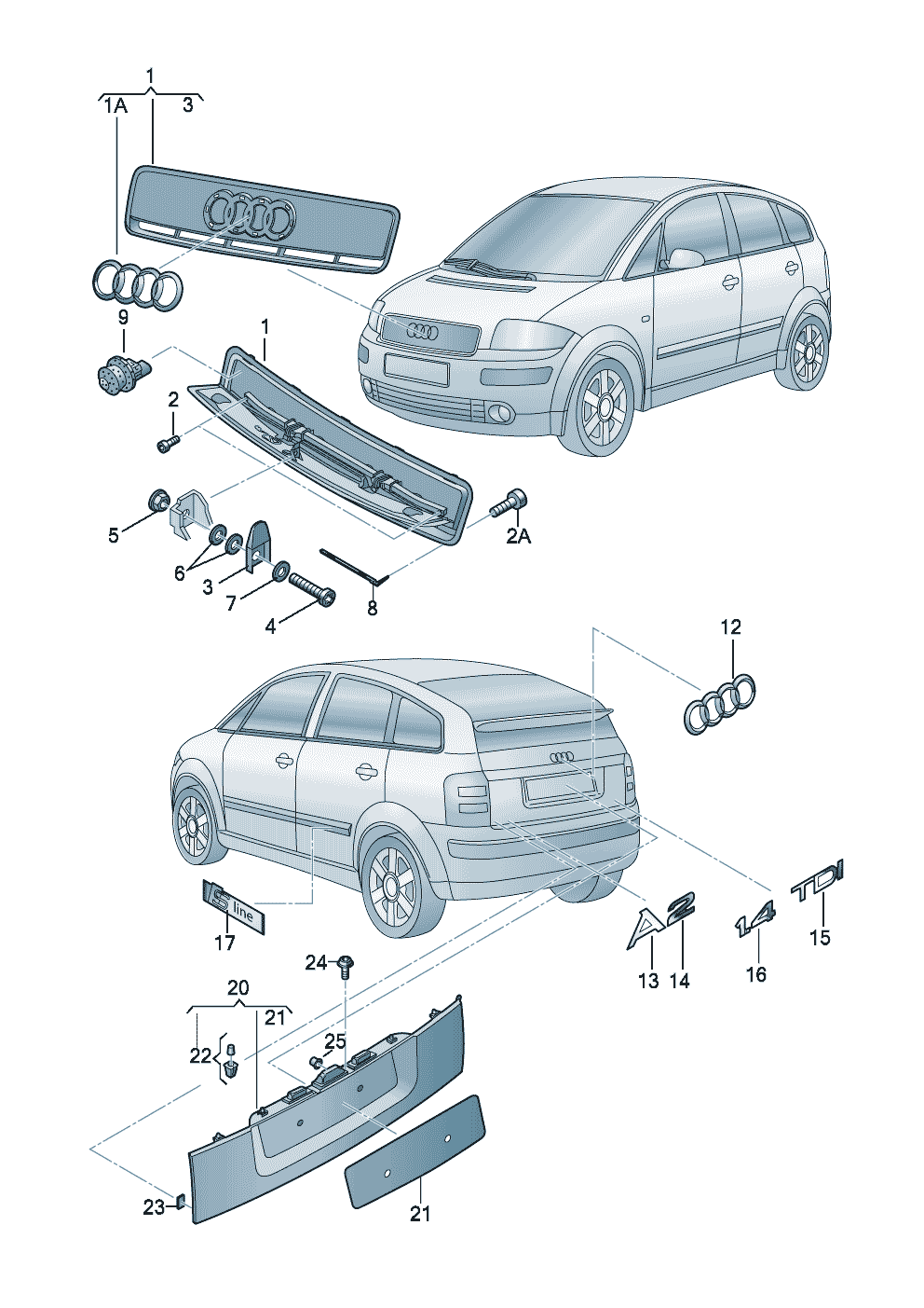 sierplaat voor kenteken achter - Audi A2 - a2