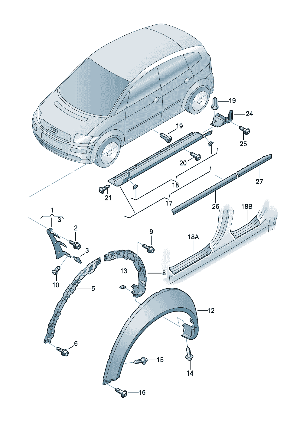 Облицовка порогаНакладка арки колеса  - Audi A2 - a2