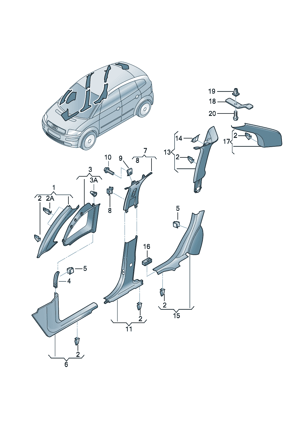 pillar trim  - Audi A2 - a2