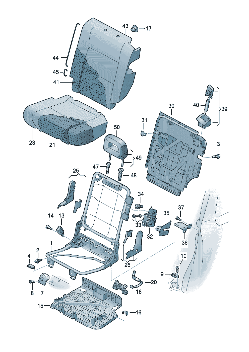 asiento basculante, completo<br>con respaldo trasero - Audi A2 - a2