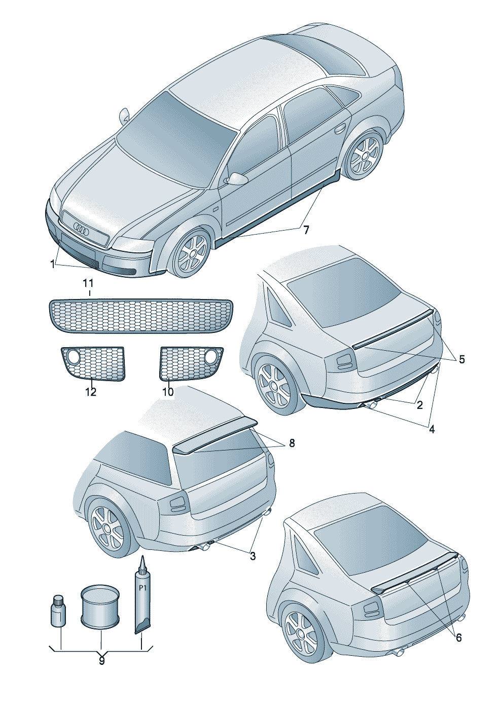 Genuine accessoriesAerodynamic attachment parts<br/>No FI function possible  - Audi A4/Avant - a4