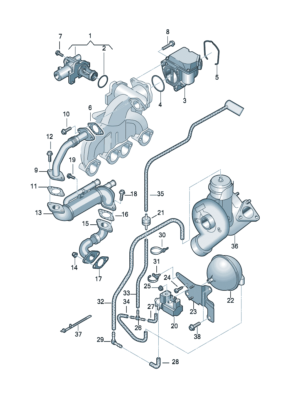 vacuum systemExhaust gas recirculation 2.0 Ltr. - Audi A4/S4 Cabrio./qu. - aa4c