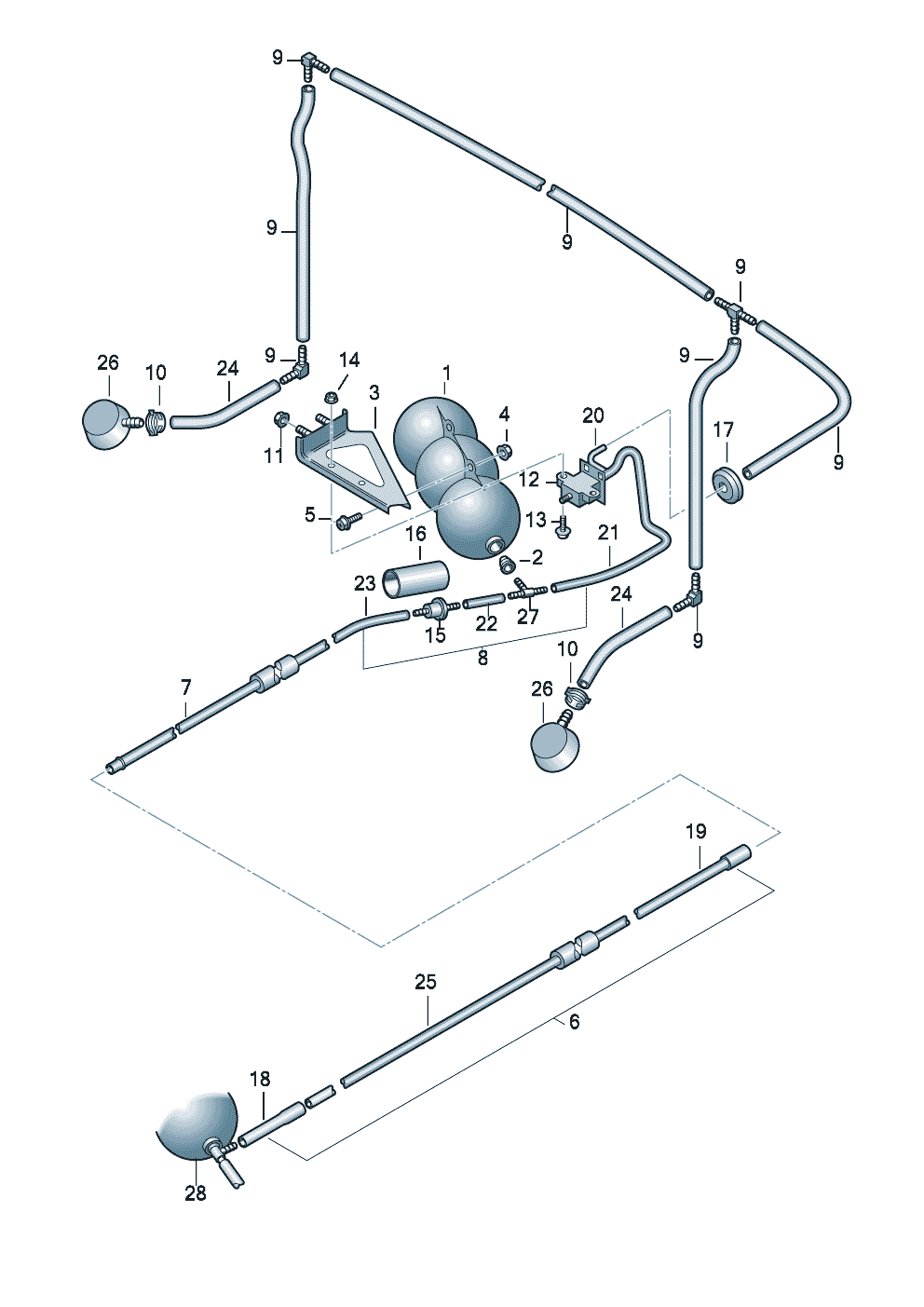 vacuum systemfor rear muffler 4.2 Ltr. - Audi A4/S4/Avant - a4q