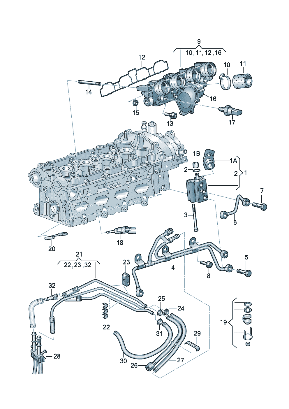 Fuel railFuel pump 2.0 Ltr. - Audi A4/S4/Avant - a4q