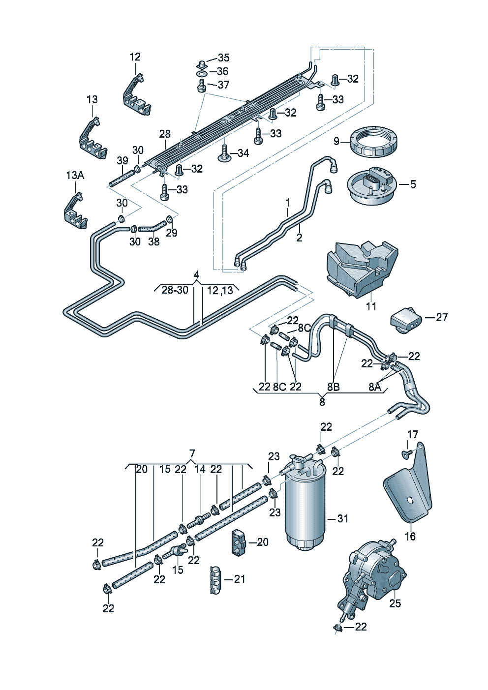 ТопливопроводТопливный фильтр  - Audi A4/Avant - a4