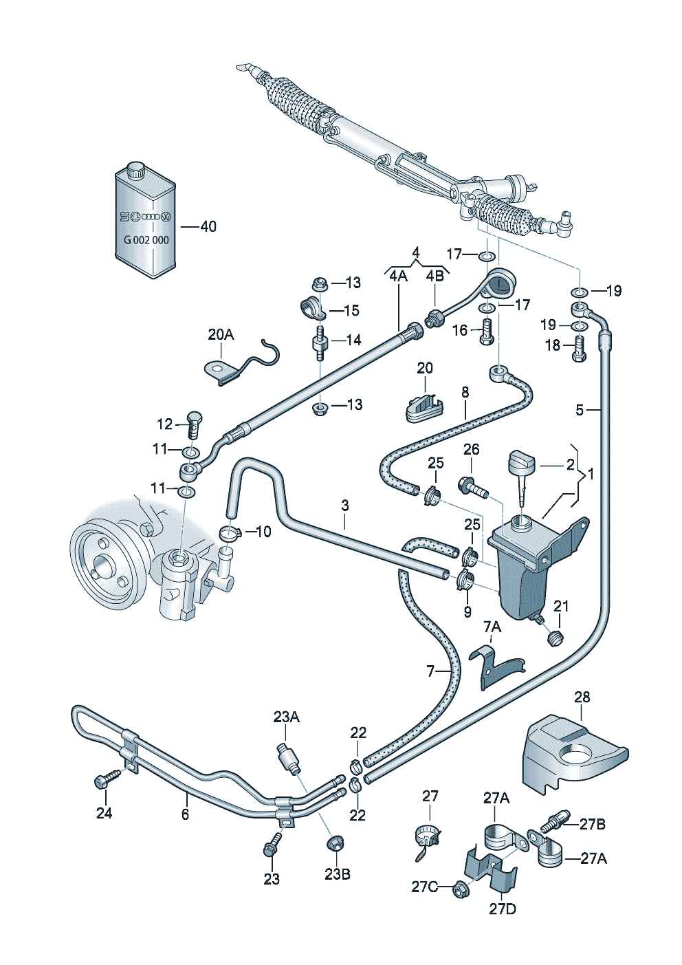 reservoir dhuile et pieces<br>de raccord, flexibles  - Audi A4/Avant - a4