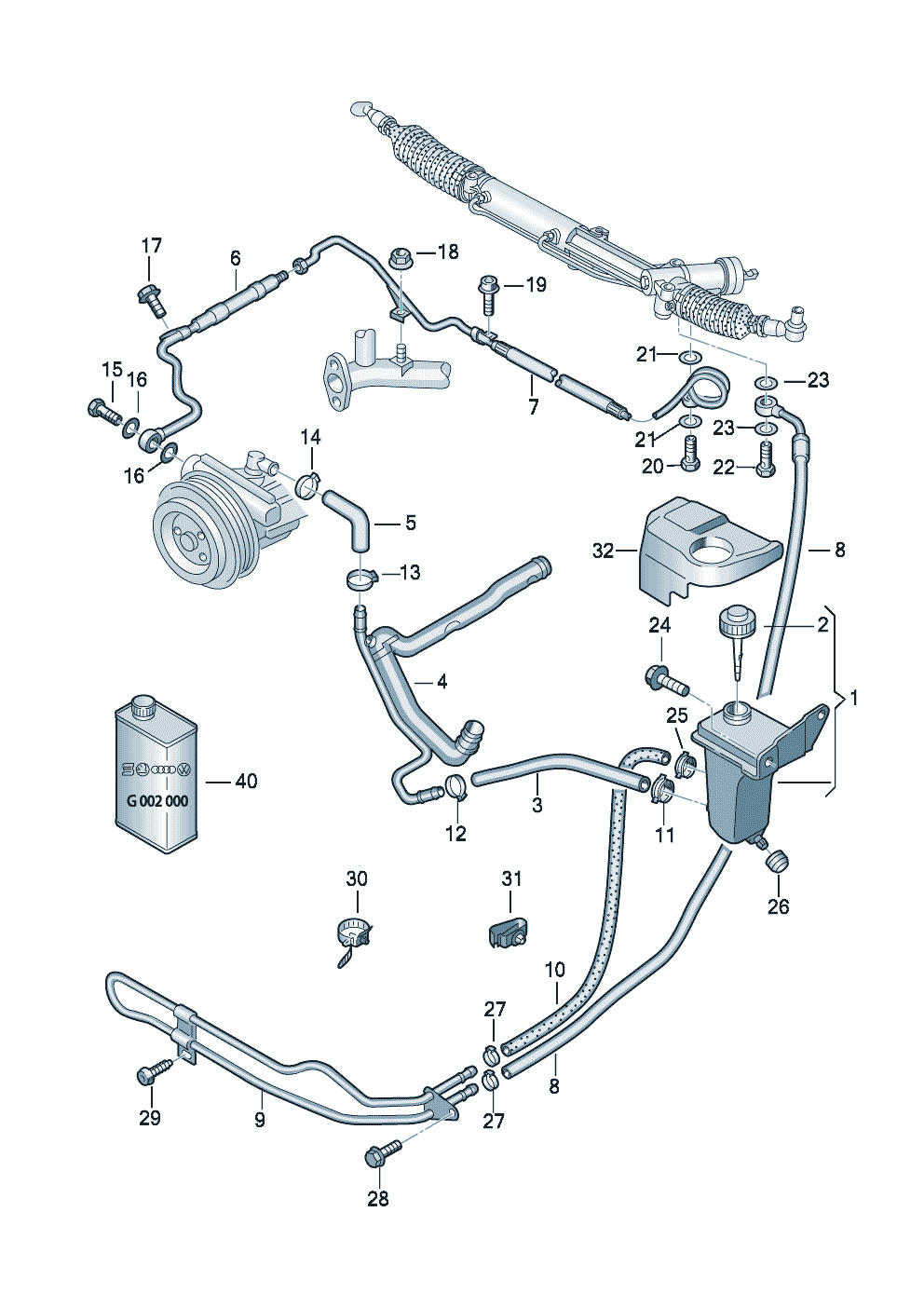 oil container and connection<br>parts, hoses  - Audi A6/S6/Avant quattro - a6q
