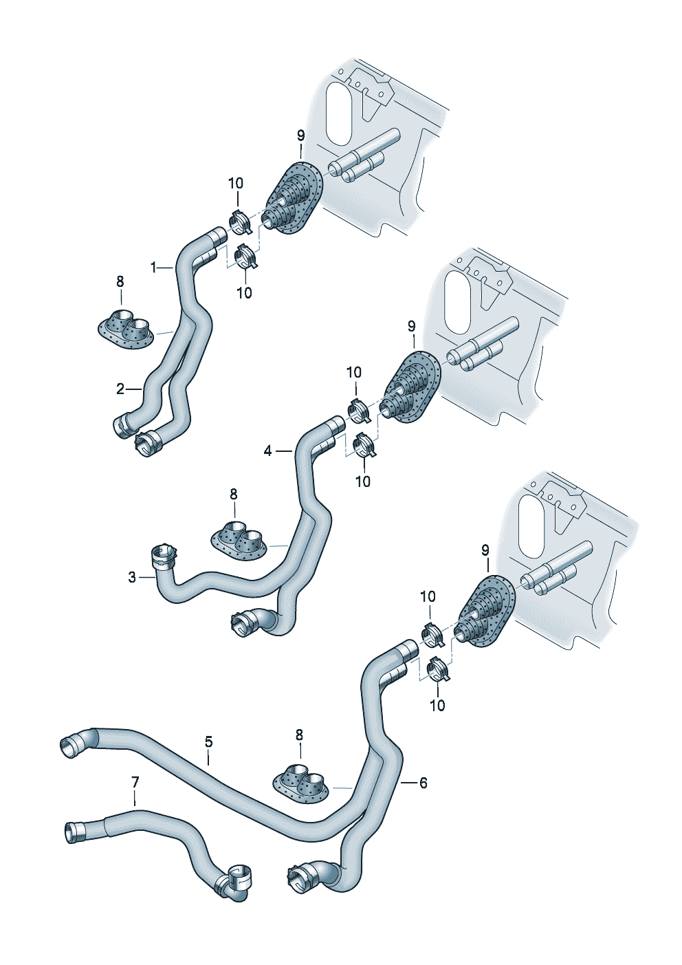 Coolant hoses and<br>pipes  - Audi A6/S6/Avant quattro - a6q