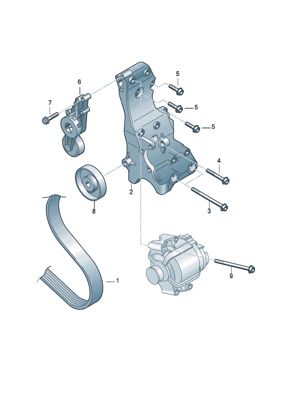 connecting and mounting parts<br>for alternatorPoly-V-belt 2.0 Ltr. - Audi A6/Avant - a6