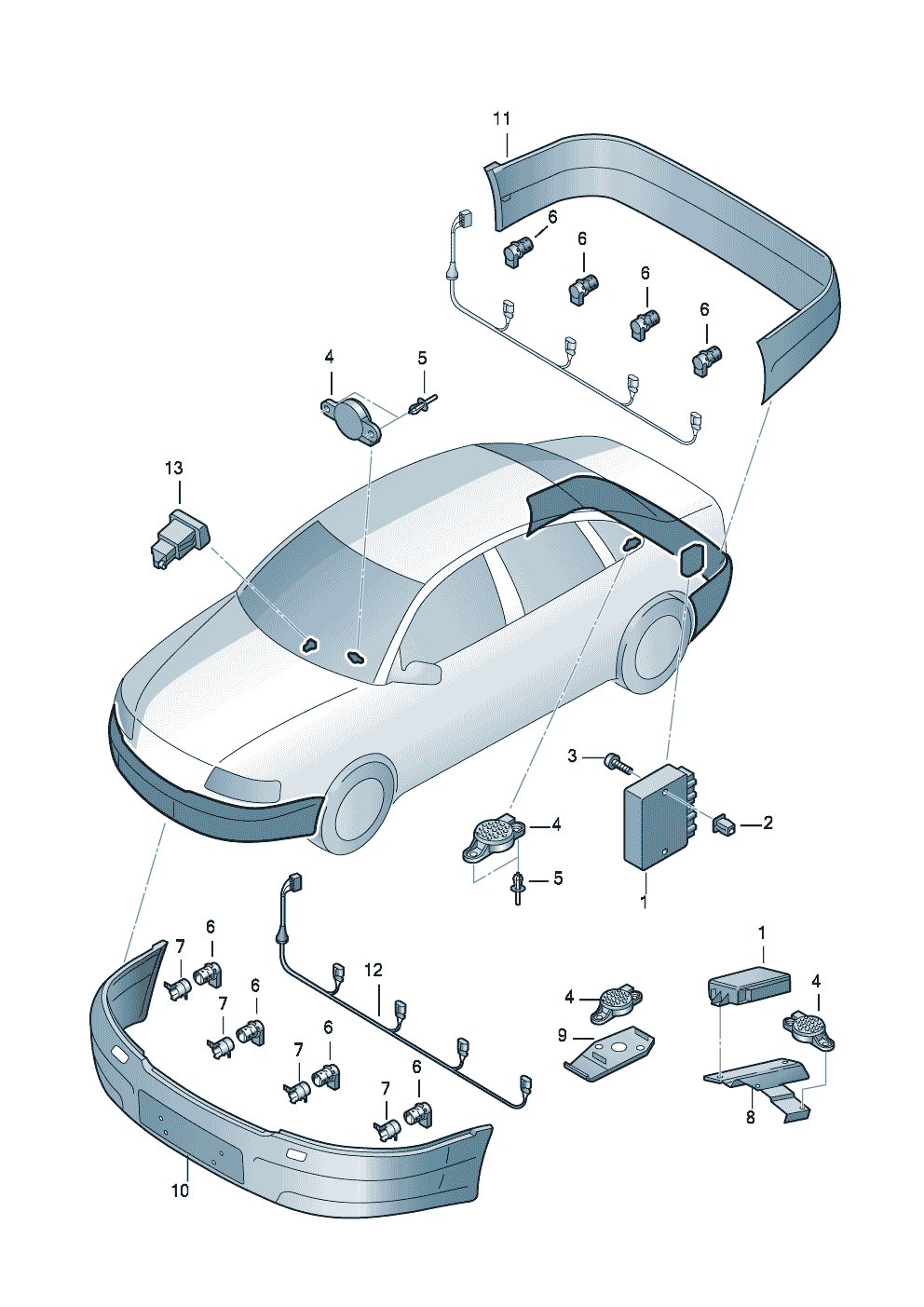 Układ wspomagania parkowania przód i tył - Audi A4/Avant - a4