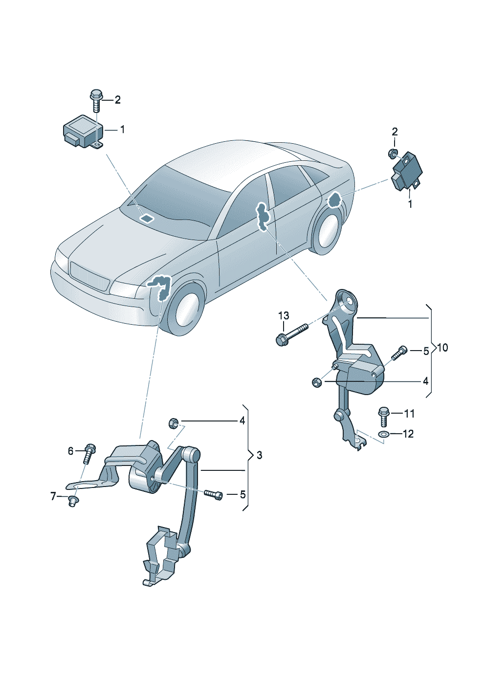 Sensore di livello con tirante ant. e post. - Audi A4/S4 Cabrio./qu. - aa4c
