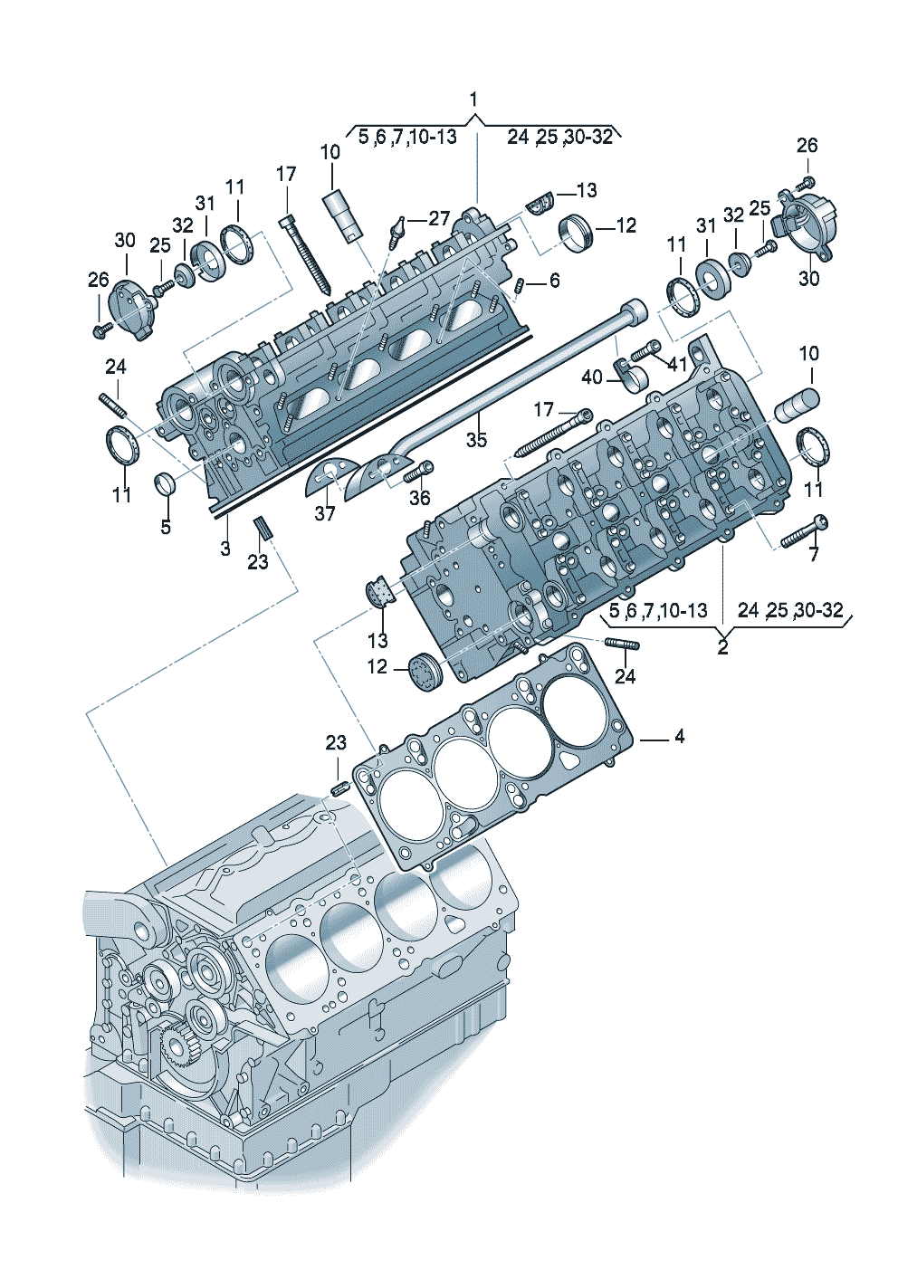 Головка блока цилиндров 3,7/4,2 л. - Audi A8/S8 quattro - a8q
