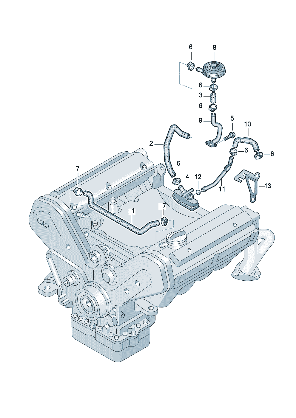 Ventilation for cylinder block 4.2 Ltr.<br> 220/250KW - Audi A6/Avant - a6