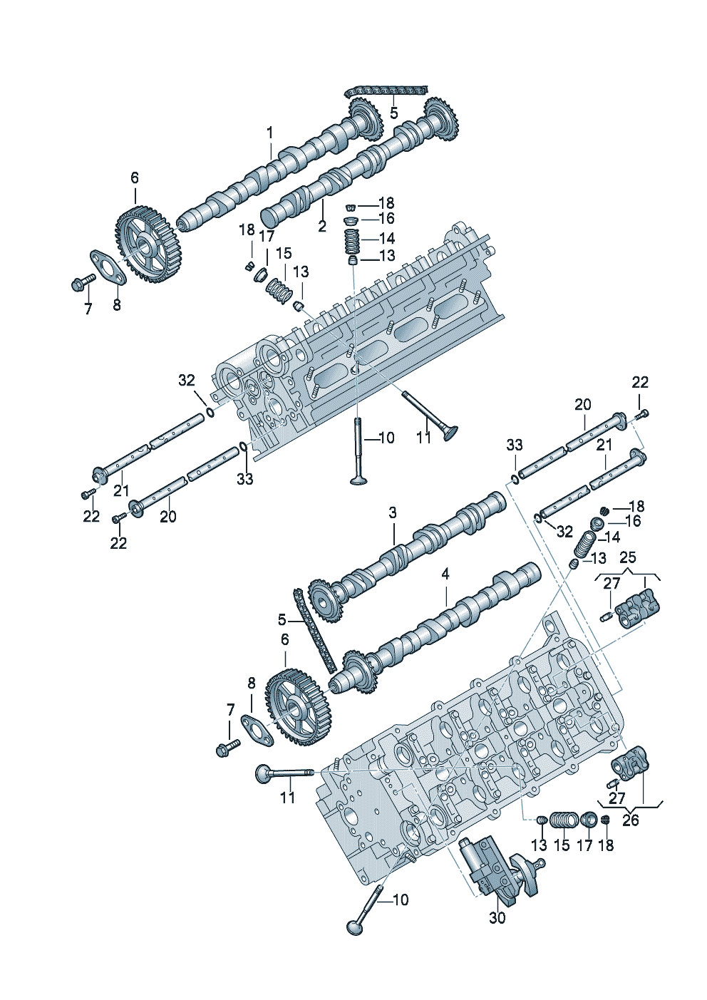 camshaft, valves 4.2 Ltr.<br> 220/250KW - Audi A6/Avant - a6
