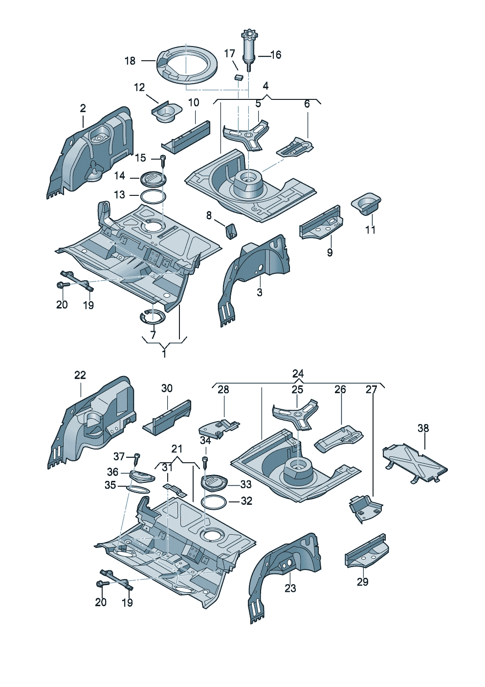 floor assemblyWheel housing rearrear, inner - Audi A6/Avant - a6
