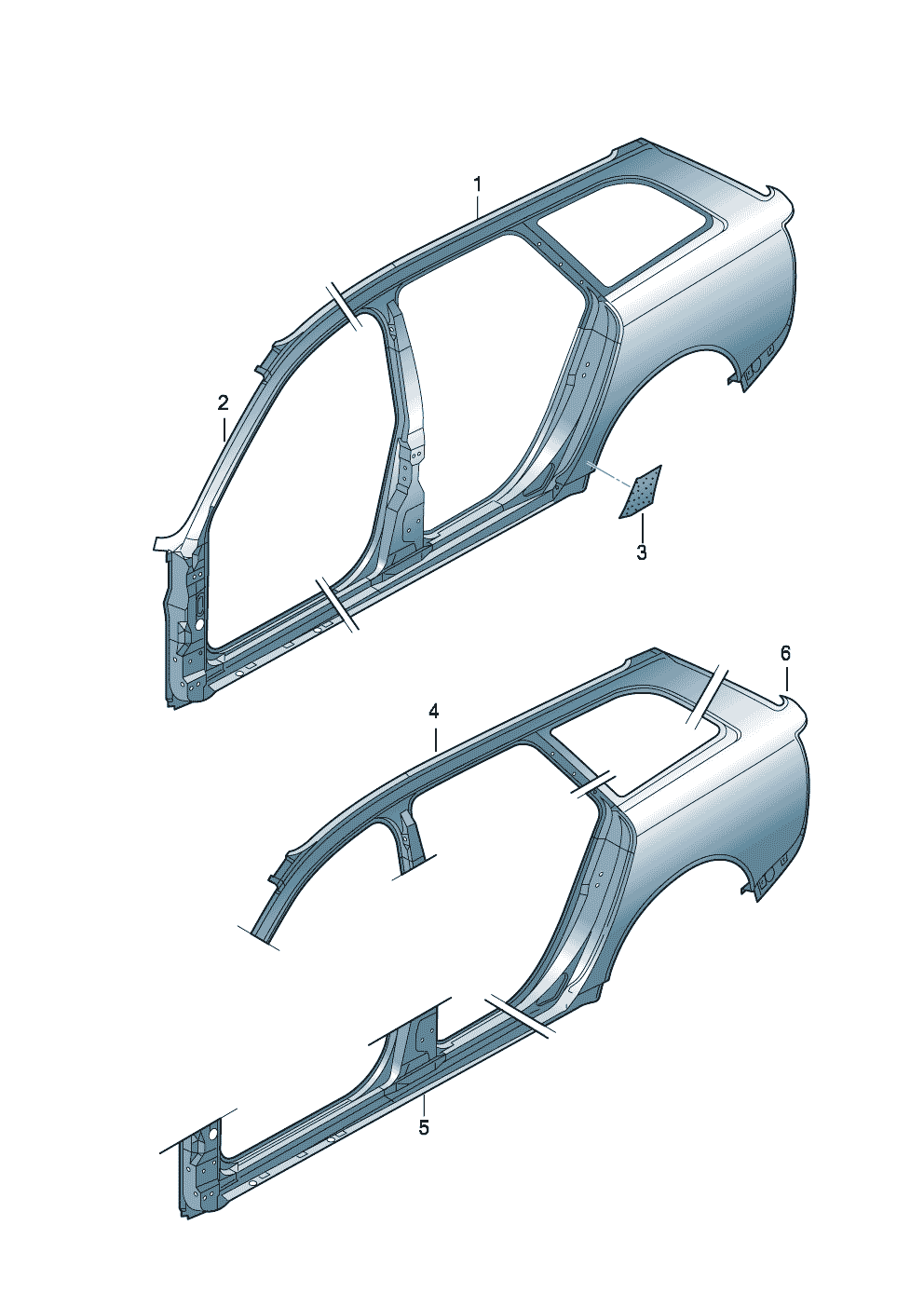 Piezas de recorte para<br>pieza lateralLamina protectora de impactos ext. - Audi A6/S6/Avant quattro - a6q