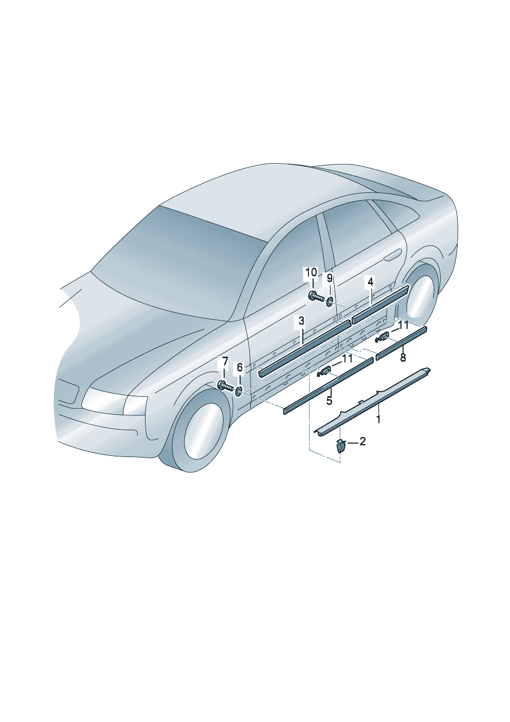 Накладка порогаЗащитные молдинги внутрен.наружн. - Audi A6/Avant - a6