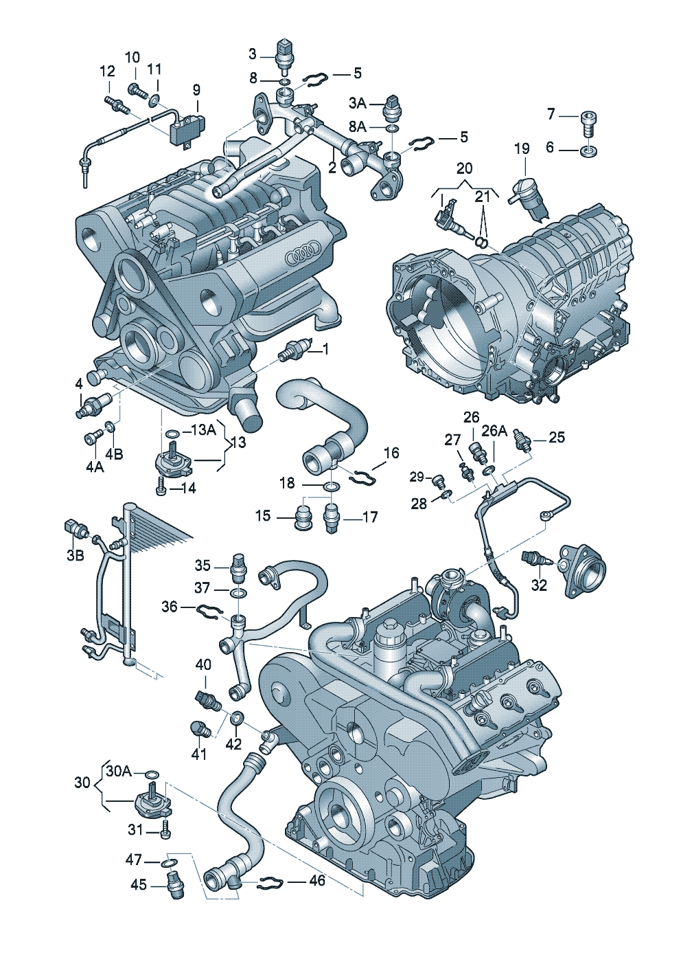 switches and senders on engine<br>and gearbox  - Audi A4/Avant - a4