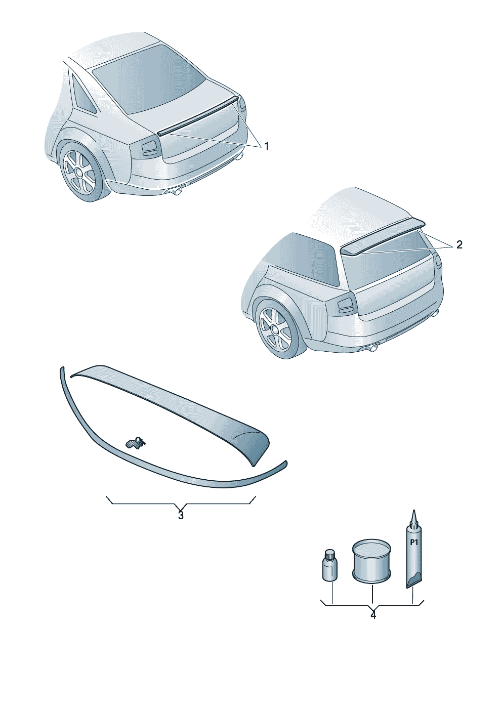 accessoires doriginePieces rapportees aerodynamiq.<br/>aucune fonct.FI possible<br/>  - Audi A4/Avant - a4