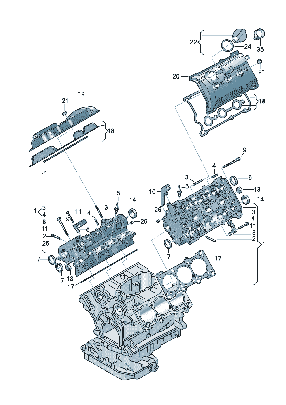 Testata cilindricoperchio testata cil. 2,4l - Audi A4/Avant - a4