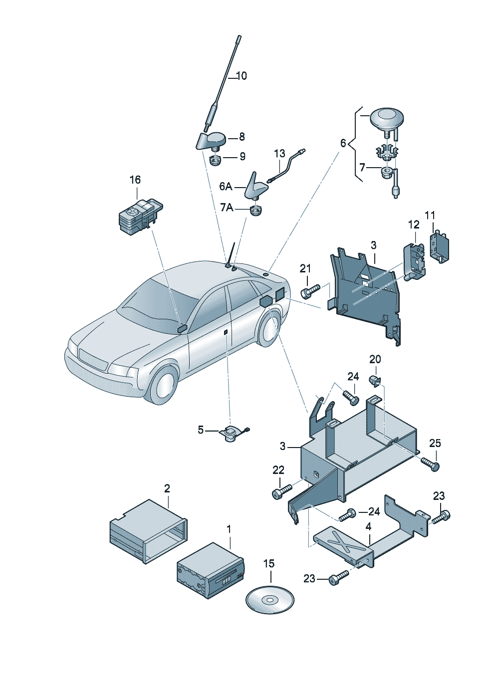Электродетали для системы на-<br>вигации с дисплеем в<br>комбинации приборов  - Audi A6/Avant - a6