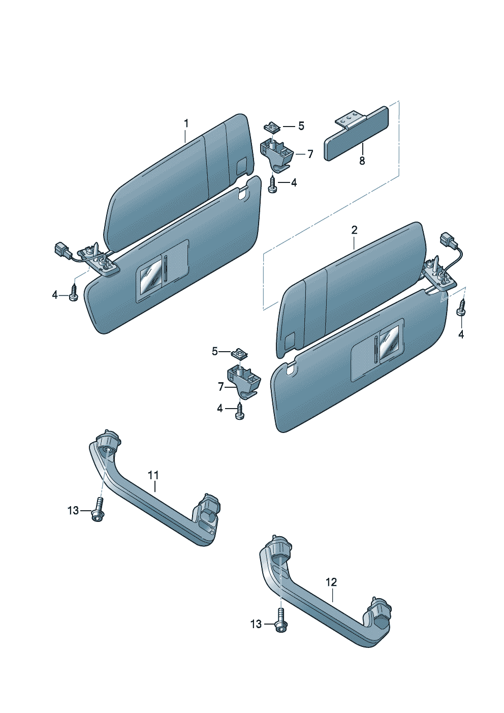 sun vizorsgrab handle, folding  - Audi Q7 - aq7