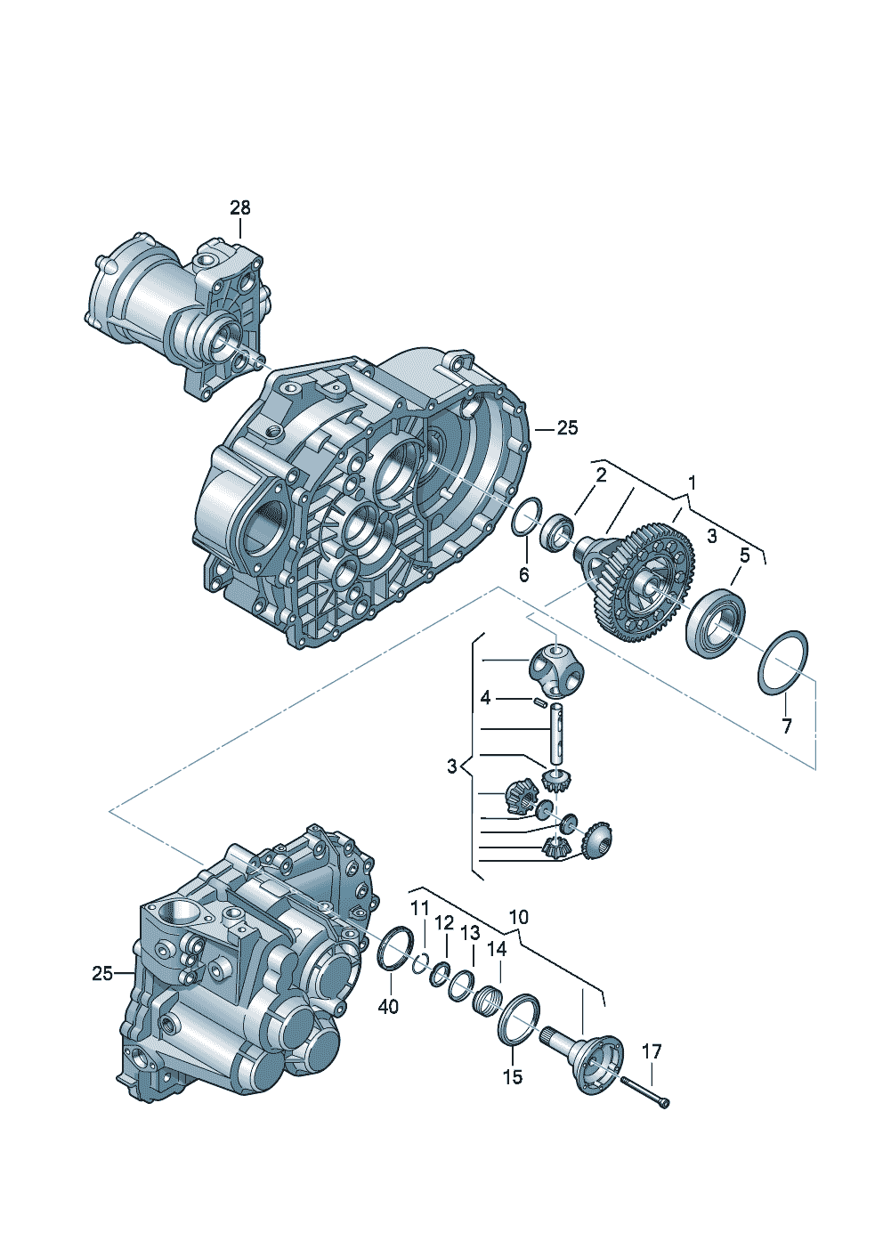 Boitier de differentielArbre a brideBoite mecanique 6 vitessespour transmission integrale 2,0l - Audi A3/S3/Sportb./Lim./qu. - a3