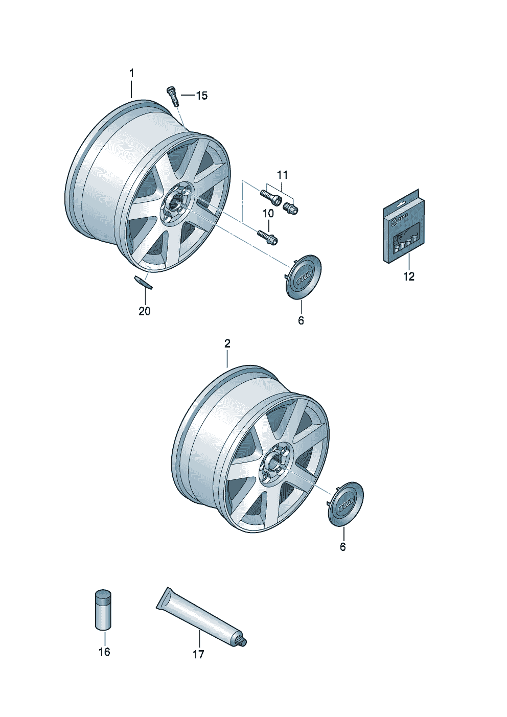 Балансировочный груз<br>(самоклеящийся)для дисков из алюм. сплава  - Audi TT/TTS Coupe/Roadster - att
